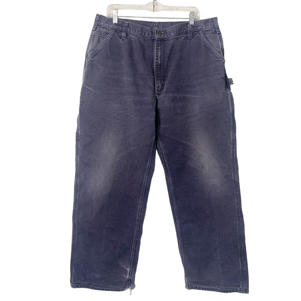 Carhartt Dungaree Fit Carpenter Pants Gray Blue Men's 40 × 32 Work Jeans B11 PTB
